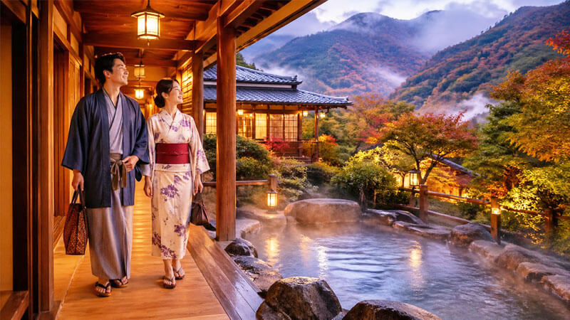 上品な旅館・温泉・旅行を楽しむイメージ